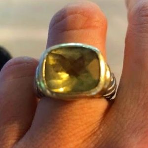 David Yurman 14K Yellow Gold Sterling Silver Citrine Noblesse Ring Band Size 8